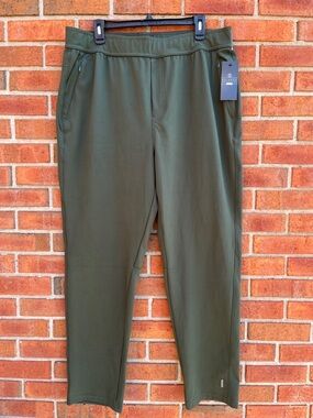 Balance Collection Commuter Pants Performance Jersey Zip Pockets XL Army Green